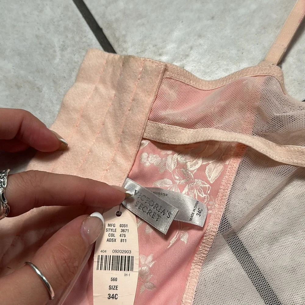 NWT Victoria’s Secret Baby Pink Floral‎ Satin Bustier Corset